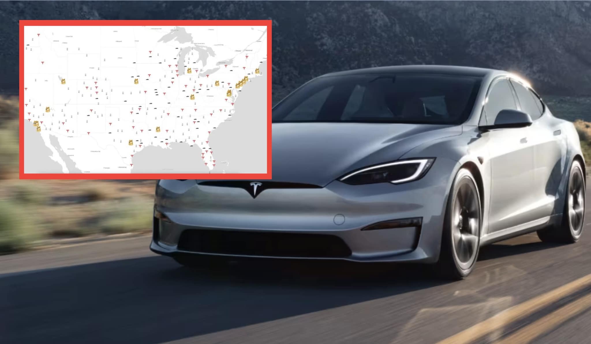 There is a map in which all those who have a Tesla are traced