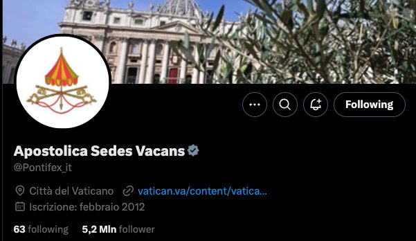 X | The writing that appears on the Vatican account X