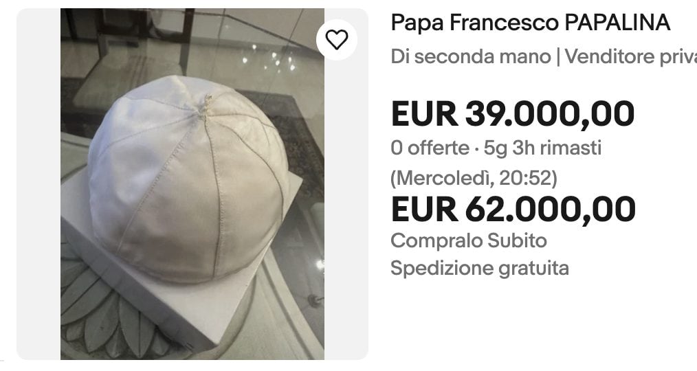 EBay | The announcement with the papalina that should have belonged to Pope Francis