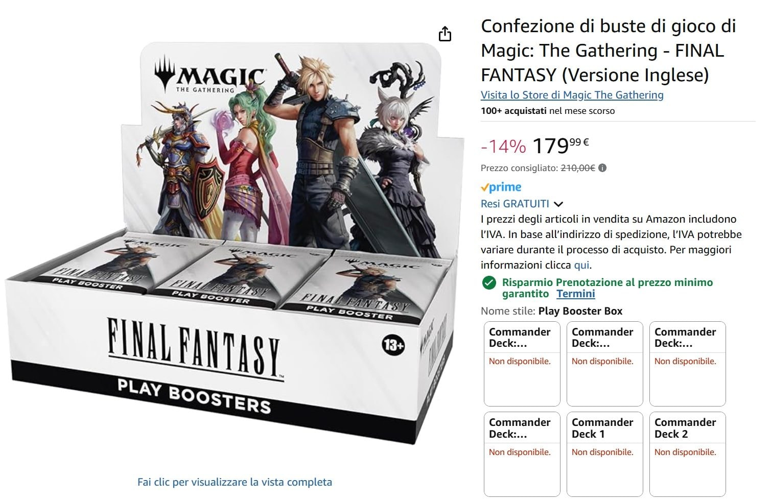 Magic: The Gathering X Final Fantasy | The situation now on Amazon