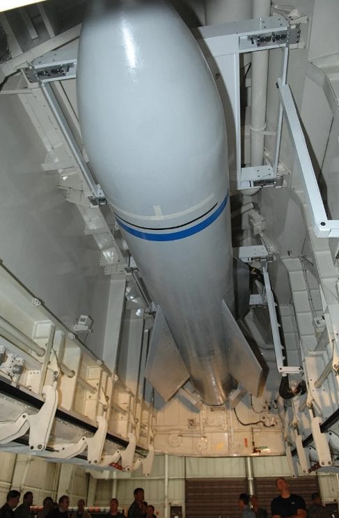 A model of the GBU - 57/B bomb in a B simulator. Credit: Wikipedia