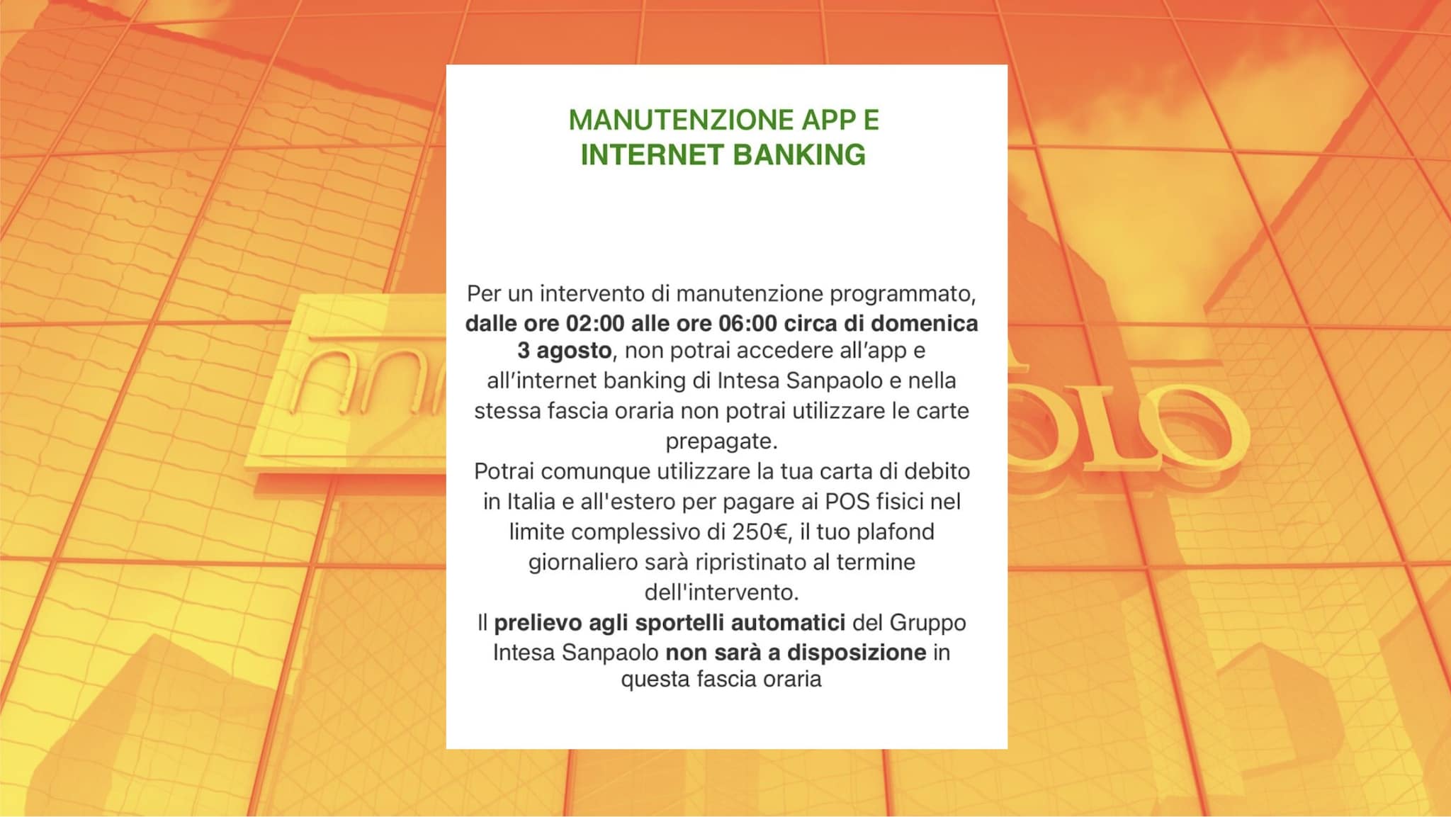 Intesa Sanpaolo | The message to customers