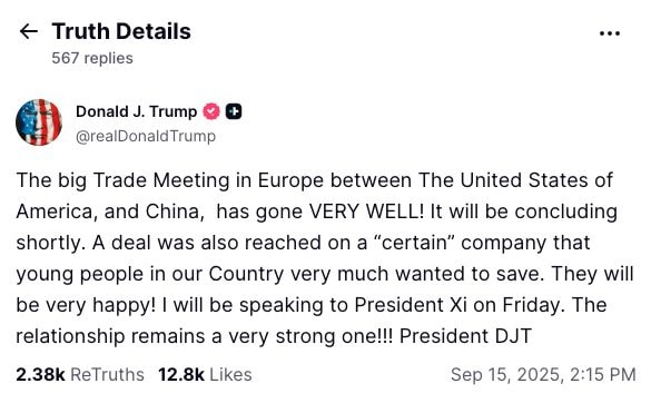 Truth Social | Donald Trump's post
