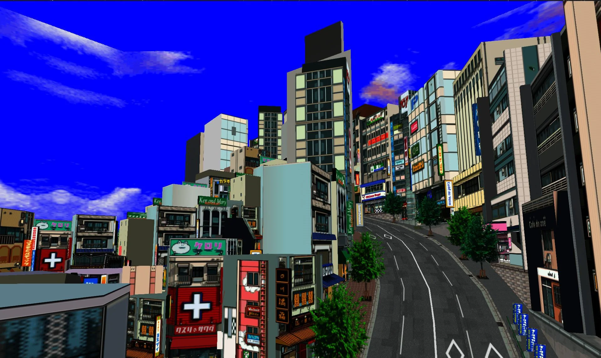 VIDEO GAME WORLDS NOCLIP.WEBSITE | A screen from Jet Set Radio's Shibuya, a 2003 Dreamcast game.