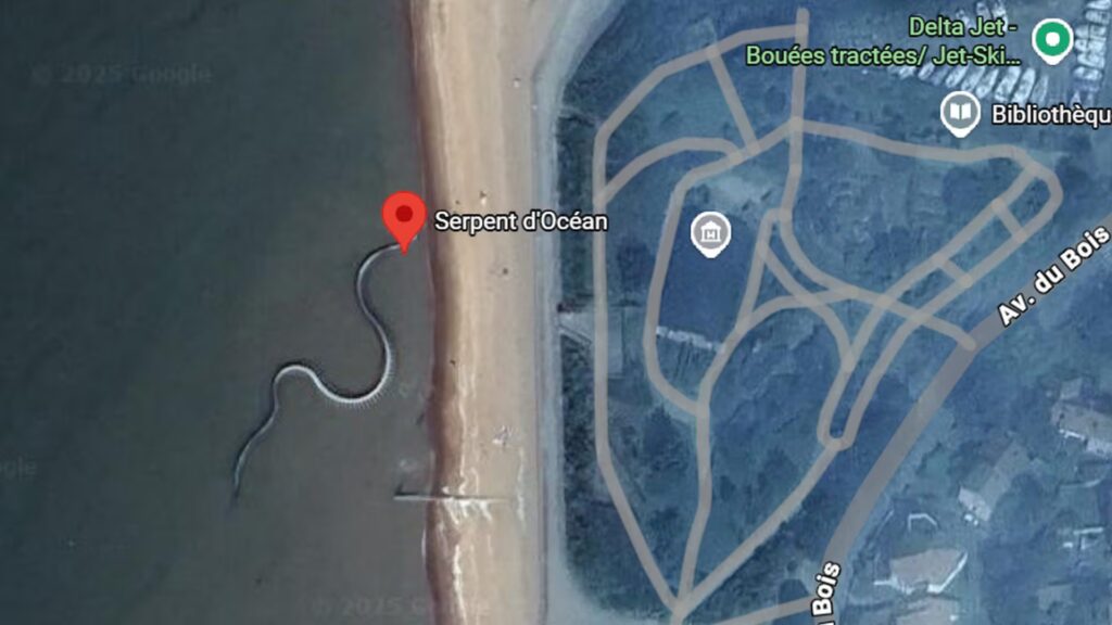 On Google Maps there is a giant snake in front of the coast of France: what is the Serpent d'Océan