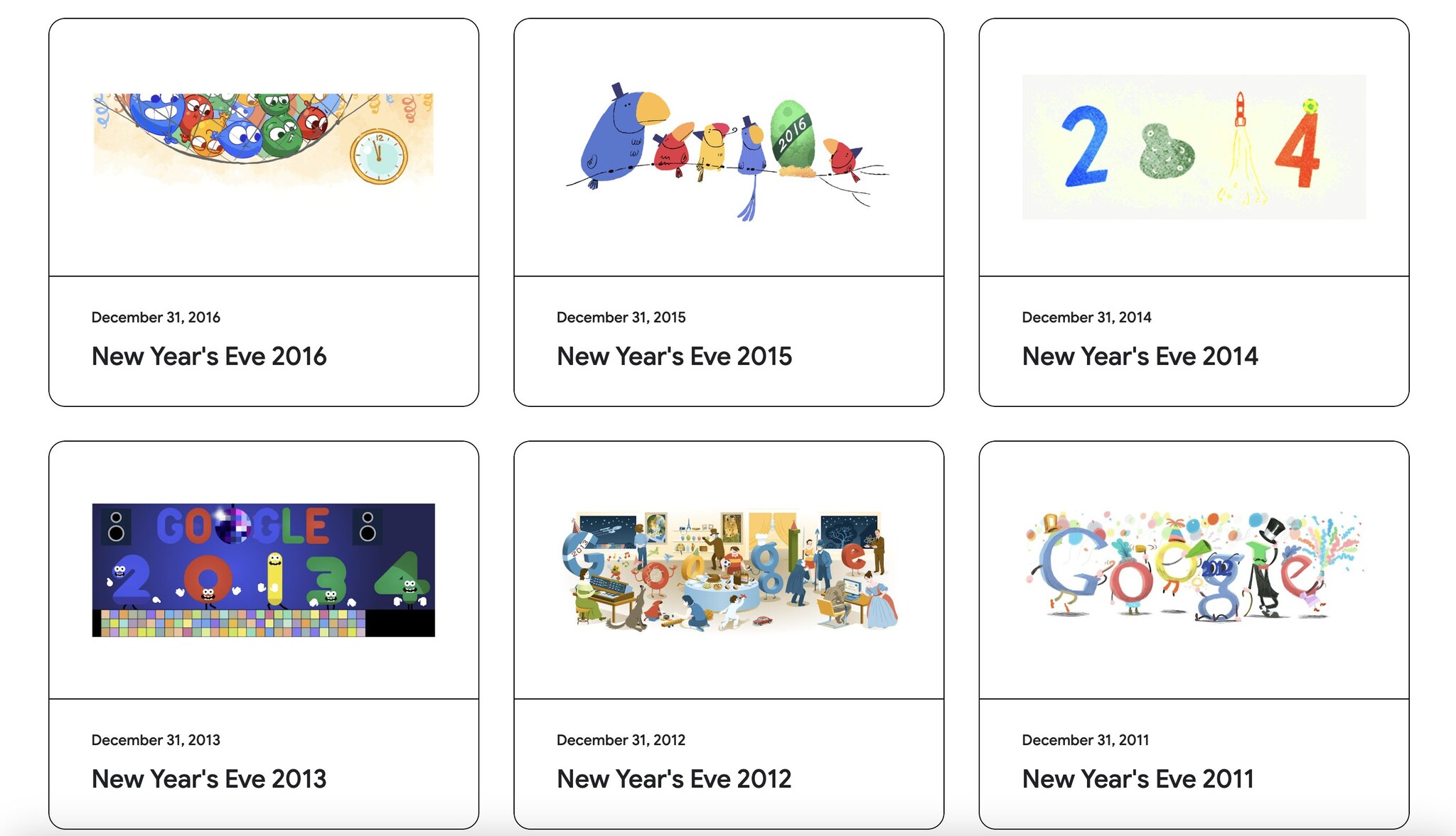 GOOGLE | All the old Doodles to celebrate the end of the year